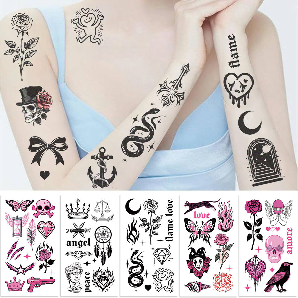Wholesale 10pcs/pack Rose Skull Tattoo Waterproof Party Gift Funny Fun Face Stickers